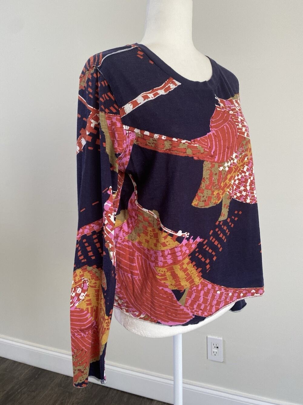 Womens By Anthropologie LS Multicolor Print Cotton Shirt Sz M